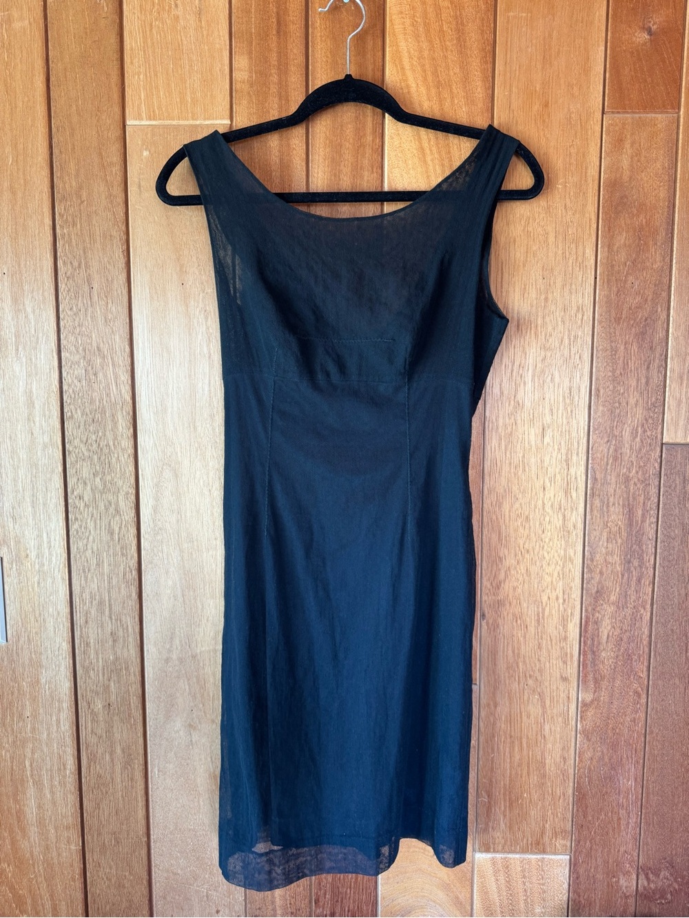 Vintage Dolce & Gabbana Black Stretch Mesh Trim Sheath Dress